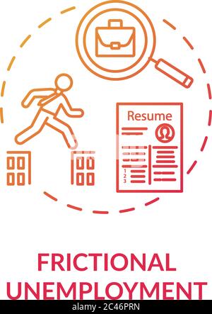 Frictional unemployment red gradient concept icon Stock Vector