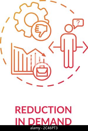 Reduction in demand red gradient concept icon Stock Vector