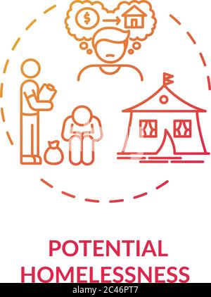 Potential homelessness red gradient concept icon Stock Vector