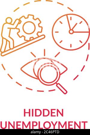 Hidden unemployment red gradient concept icon Stock Vector