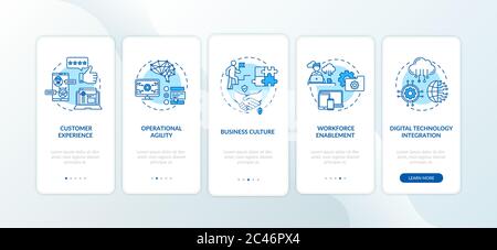 Business improvement onboarding mobile app page screen with concepts Stock Vector