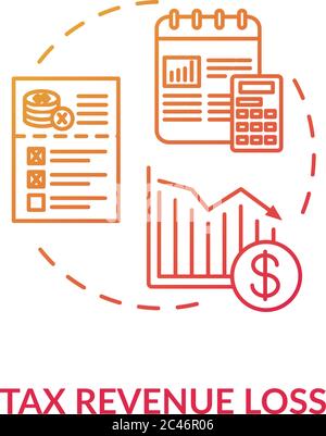 Tax revenue loss red gradient concept icon Stock Vector