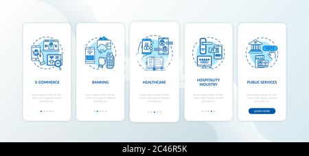 Online services onboarding mobile app page screen with concepts Stock Vector