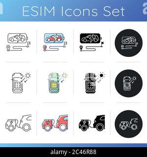 Electric vehicles travel icons set Stock Vector