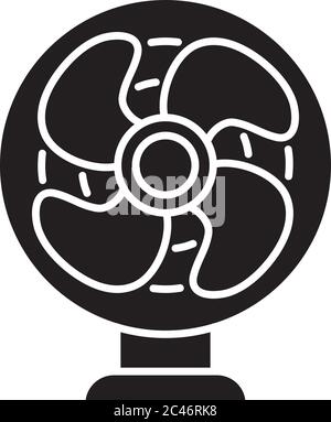 Table fan black glyph icon Stock Vector
