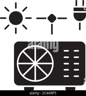 Hybrid air conditioner black glyph icon Stock Vector