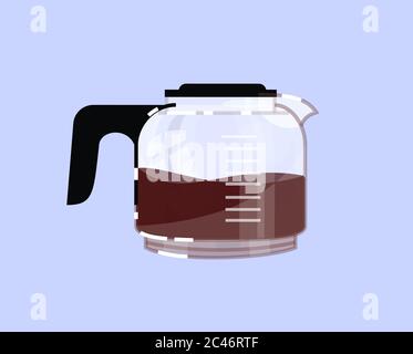 Coffee pot semi flat RGB color vector illustration Stock Vector