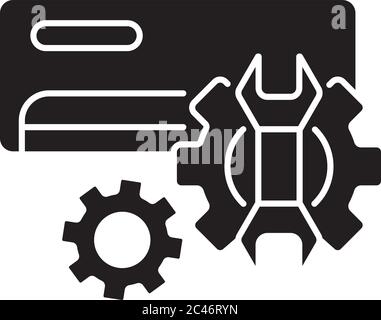 Ac repair service black glyph icon Stock Vector