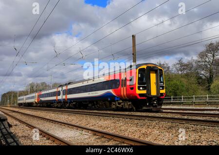 158 810  EMR Regional, East Midlands train, Newark on Trent, Nottinghamshire, England; UK Stock Photo