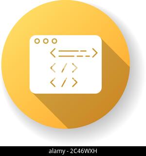 Website development yellow flat design long shadow glyph icon Stock Vector