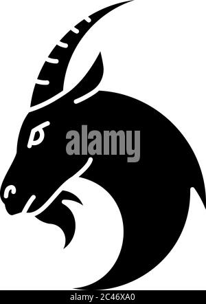 Capricorn zodiac sign black glyph icon Stock Vector