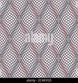 Seamless pattern with intersecting red and green wavy lines Stock Vector