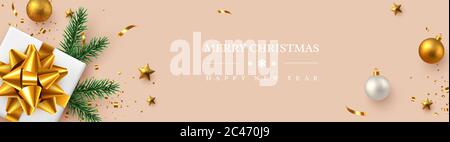 Christmas horizontal banner. Stock Vector