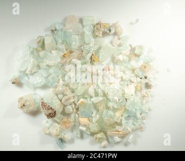 Natural aquamarine rough on the white background Stock Photo