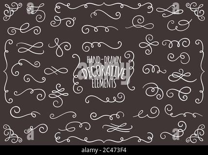 Hand drawn vintage decorative swirl ornaments. Perfect for invitation card design and page decoration. Vector illustration. Stock Vector
