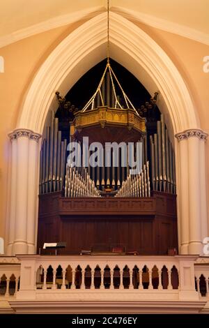 Organ in St. Matthew's Lutheran Church, King Street, Charleston, South Carolina, USA Stock Photo