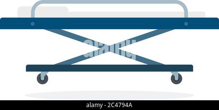 Stretcher on wheels vector flat material design isolated object on white background. Stock Vector