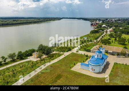 Holy Assumption Church along the Danube Embankment in Izmail Stock Photo
