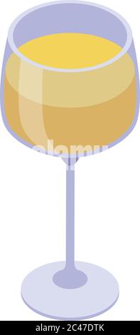 Yellow wine glass icon, isometric style Stock Vector