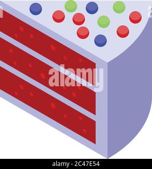 Jelly piece cake icon, isometric style Stock Vector