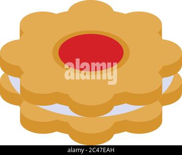 Flower jelly cookie icon, isometric style Stock Vector