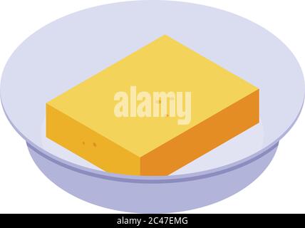 Piece of yellow cake icon, isometric style Stock Vector