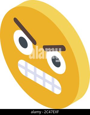 Yellow emoji rage icon, isometric style Stock Vector