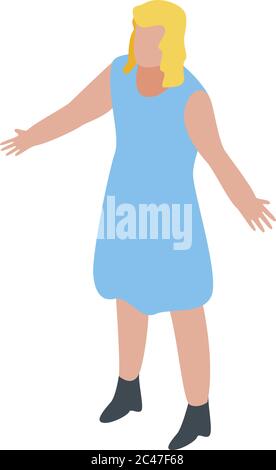 Angry woman icon, isometric style Stock Vector