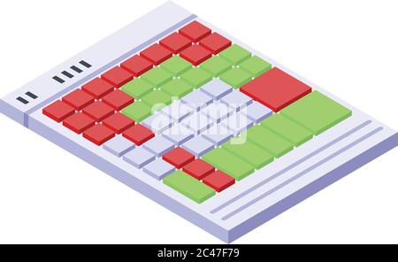 Audio keyboard icon, isometric style Stock Vector