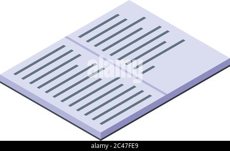 Open manager plan notebook icon, isometric style Stock Vector