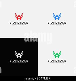 Wings Abstract modern line art initial w letter logo design vector template. Professional letter w icon design for business or corporate identity with Stock Vector