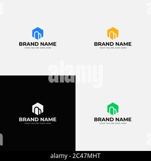Hexagonal Creative Modern Minimal Abstract Initial letter M logo design vector template. M letter icon design for corporate identity for company or bu Stock Vector