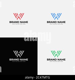 Abstract modern line art initial w letter logo design vector template. Professional letter w icon design for business or corporate identity with color Stock Vector