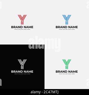 Modern line art style initial y letter logo design vector template. Professional minimal letter icon design for business or corporate identity with co Stock Vector