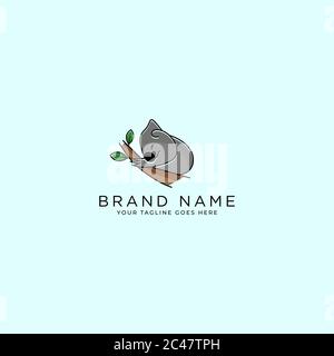 Sleeping simple creative unique koala animal logo design template vector illustration icon symbol. Stock Vector