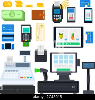 Set of Payment tools icons flat vector Stock Vector