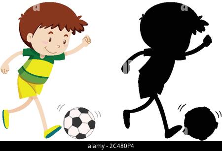 Boy Playing Football In Colour And Silhouette Stock Vector Image Art Alamy