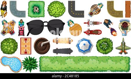 Set of aerial element park decorations isolated Stock Vector Image ...