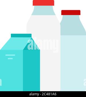 Сow's milk, kefir and vegetable milk vector flat isolated Stock Vector