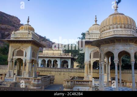 Jaipur India Dec 24th 2016: Royal Gaitor, a cenotaph in Jaipur - Rajasthan State of India. A collection of mausoleums of Jaipur's royal family, Stock Photo