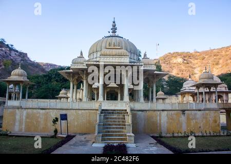 Jaipur India Dec 24th 2016: Royal Gaitor, a cenotaph in Jaipur - Rajasthan State of India. A collection of mausoleums of Jaipur's royal family, Stock Photo