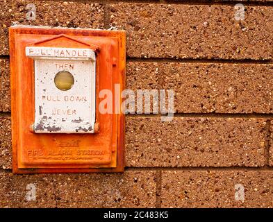 fire alarm on the side of a building Stock Photo