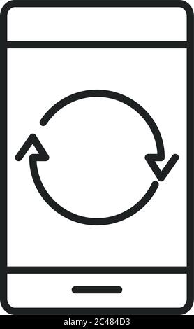 mobile phone or smartphone reload arrows, electronic technology device line style icon vector illustration Stock Vector