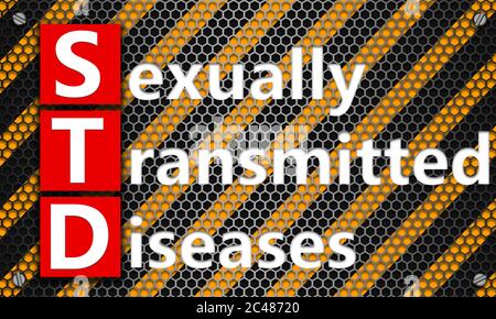 Sexually Transmitted Diseases concept on mesh hexagon background, 3d rendering Stock Photo