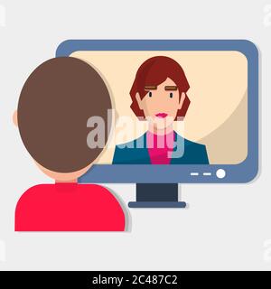 man and woman do teleconference business vector illustration Stock Vector
