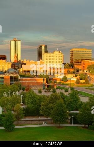 Downtown skyline & World's Fair Park,Knoxville,Tennessee,USA Stock Photo