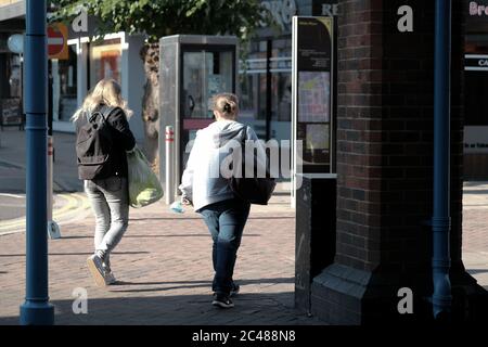 Eastleigh, UK. 24th June, 2020. Women from McDonald's with takeaway fast food as restrictions are lifted for the first time since the government mandated non-essential businesses to close due to the coronavirus pandemic. Credit: SOPA Images Limited/Alamy Live News Stock Photo