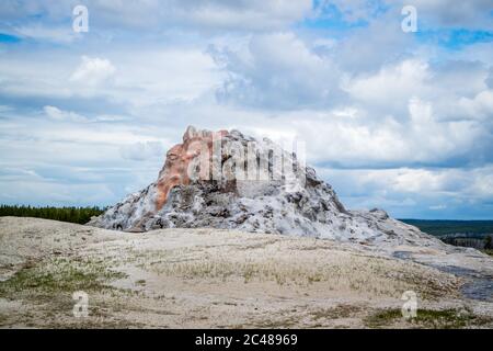 The White Dome Geyser in Yellowstone National Park, Wyoming Stock Photo