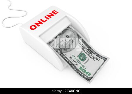 Make Money Online Concept. Money Maker Online Machine with Dollars Banknote  on a white background. 3d Rendering Stock Photo - Alamy