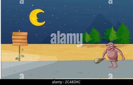 monster is walking in the jungles Stock Vector
